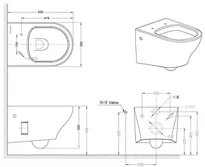 Унитаз подвесной Bravat Rael белый C01017UW-A-ENG Унитаз подвесной Bravat Rael белый C01017UW-A-ENG, 2