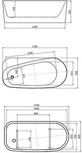 Ванна акриловая отдельностоящая Allen Brau Priority 1 170x80 белый матовый 2.31001.21 Ванна акриловая отдельностоящая Allen Brau Priority 1 170x80 белый матовый 2.31001.21, 2