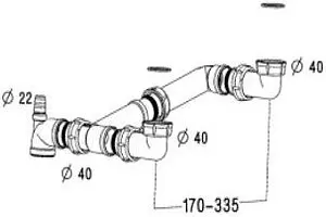 Соединительный элемент для мойки с 2-мя чашами Nicoll 0204981-569 Соединительный элемент для мойки с 2-мя чашами Nicoll 0204981-569, 2