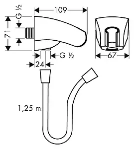 Шланговое подключение с держателем Hansgrohe FixFit Porter хром 27507000 Шланговое подключение с держателем Hansgrohe FixFit Porter хром 27507000, 2