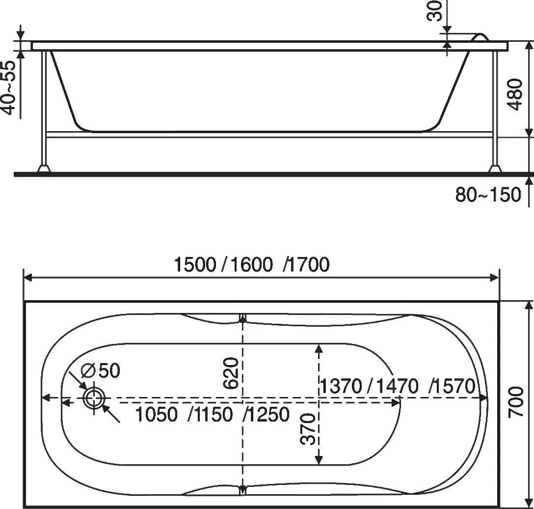 Ванна акриловая Bas Мальдива 160x70 В 00022 Ванна акриловая Bas Мальдива 160x70 В 00022, 5