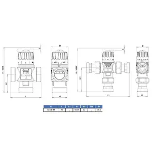 Трехходовой термостатический смесительный клапан ¾" +35...+60°С Kvs 1.6 Barberi L-comfort V07 M20 0AB Трехходовой термостатический смесительный клапан ¾" +35...+60°С Kvs 1.6 Barberi L-comfort V07 M20 0AB, 2