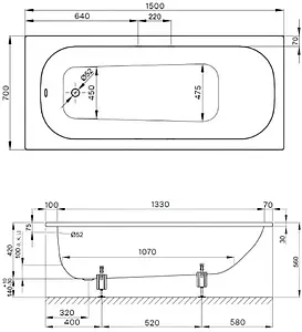 Ванна стальная Bette Form 150x70 без шумоизоляции белый 2941-000 Ванна стальная Bette Form 150x70 без шумоизоляции белый 2941-000, 2