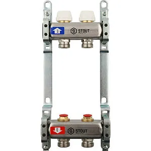 Группа коллекторная без расходомеров 2 отвода 1"в/в x ¾"ек Stout SMS 0922 000002 Группа коллекторная без расходомеров 2 отвода 1"в/в x ¾"ек Stout SMS 0922 000002, 1