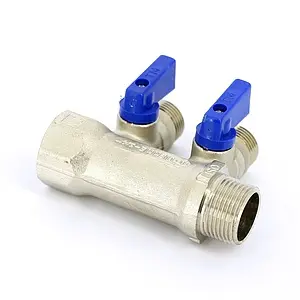 Коллектор запорный проходной 2 отвода ¾"в/н x ½"к Tiemme NINO 1820004 Коллектор запорный проходной 2 отвода ¾"в/н x ½"к Tiemme NINO 1820004, 4