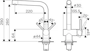 Смеситель для кухни с выдвижным изливом Omoikiri Koriyama-S нержавеющая сталь 4991006 Смеситель для кухни с выдвижным изливом Omoikiri Koriyama-S нержавеющая сталь 4991006, 2