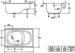 Ванна стальная BLB Europa 120x70 сидячая белый B2SE Ванна стальная BLB Europa 120x70 сидячая белый B2SE, 2