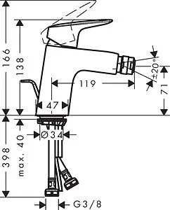 Смеситель для биде Hansgrohe Logis хром 71204000 Смеситель для биде Hansgrohe Logis хром 71204000, 2