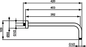 Держатель верхнего душа на стену Ideal Standard IdealRain хром B9445AA Держатель верхнего душа на стену Ideal Standard IdealRain хром B9445AA, 2