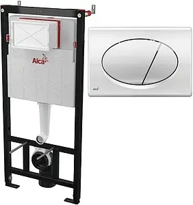 Инсталляция для подвесного унитаза Set 3 в 1 AlcaPlast Sadromodul AM101/1120+M71-001 с кнопкой хром глянцевый Инсталляция для подвесного унитаза Set 3 в 1 AlcaPlast Sadromodul AM101/1120+M71-001 с кнопкой хром глянцевый, 1