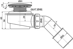 Сифон для душевого поддона AlcaPlast хром A471CR-60 Сифон для душевого поддона AlcaPlast хром A471CR-60, 2
