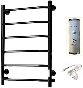 Полотенцесушитель электрический лесенка Тругор Пэк сп 6 80х50 черный матовый ВГП Полотенцесушитель электрический лесенка Тругор Пэк сп 6 80х50 черный матовый ВГП, 3