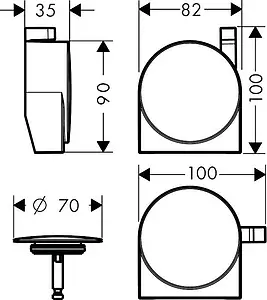 Внешняя монтажная часть сифона для ванны Hansgrohe Exafill S полированное золото 58117990 Внешняя монтажная часть сифона для ванны Hansgrohe Exafill S полированное золото 58117990, 2