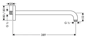 Держатель верхнего душа на стену Hansgrohe E хром 27446000 Держатель верхнего душа на стену Hansgrohe E хром 27446000, 2