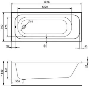 Ванна акриловая Santek Ламма 170x70 1WH501747 Ванна акриловая Santek Ламма 170x70 1WH501747, 2