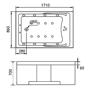 Ванна акриловая с гидромассажем Gemy 171x86 L G9066 II K L Ванна акриловая с гидромассажем Gemy 171x86 L G9066 II K L, 2