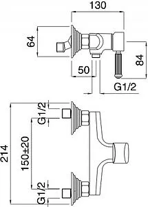 Смеситель для душа Cezares Olimp бронза OLIMP-DM-02-L Смеситель для душа Cezares Olimp бронза OLIMP-DM-02-L, 2