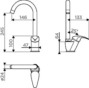 Смеситель для кухни Omoikiri Umi PA пастила 4994265 Смеситель для кухни Omoikiri Umi PA пастила 4994265, 2