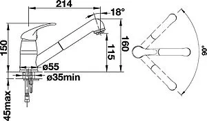 Смеситель для кухни с выдвижным изливом Blanco Daras - S антрацит 524191 Смеситель для кухни с выдвижным изливом Blanco Daras - S антрацит 524191, 2