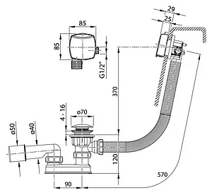 Слив-перелив для ванны с функцией налива Ravak хром X01440 Слив-перелив для ванны с функцией налива Ravak хром X01440, 3