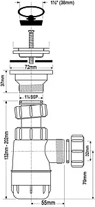 Сифон бутылочный для раковины Mc Alpine белый MRW2L Сифон бутылочный для раковины Mc Alpine белый MRW2L, 2