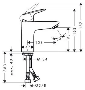 Смеситель для раковины Hansgrohe Logis 100 хром 71101000 Смеситель для раковины Hansgrohe Logis 100 хром 71101000, 2