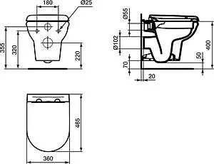 Унитаз подвесной безободковый Ideal Standard Exacto Rimless белый R002601 Унитаз подвесной безободковый Ideal Standard Exacto Rimless белый R002601, 2