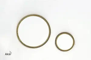 Клавиша смыва для унитаза AlcaPlast Thin M775 кнопки/белый глянцевый, кольца/золото Клавиша смыва для унитаза AlcaPlast Thin M775 кнопки/белый глянцевый, кольца/золото, 1