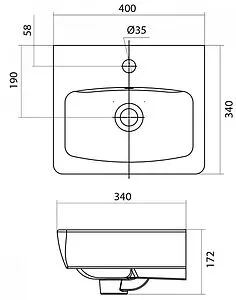 Раковина Santek Нео-40 белый 1WH302183 Раковина Santek Нео-40 белый 1WH302183, 2