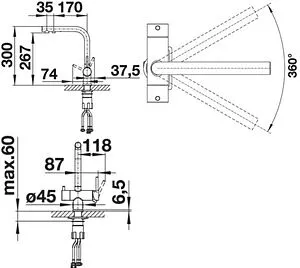Смеситель для кухни с подключением к фильтру Blanco Fontas II жемчужный/хром 525147 Смеситель для кухни с подключением к фильтру Blanco Fontas II жемчужный/хром 525147, 2