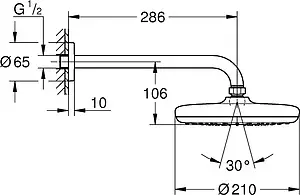 Лейка верхнего душа с настенным креплением Grohe Tempesta хром 26411000 Лейка верхнего душа с настенным креплением Grohe Tempesta хром 26411000, 2