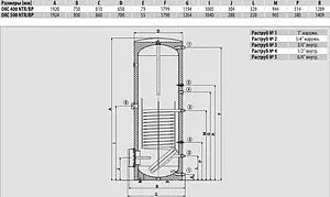 Бойлер косвенного нагрева с возможностью установки ТЭНа Drazice OKC 400 NTR/BP (58 кВт) 121470101 Бойлер косвенного нагрева с возможностью установки ТЭНа Drazice OKC 400 NTR/BP (58 кВт) 121470101, 2