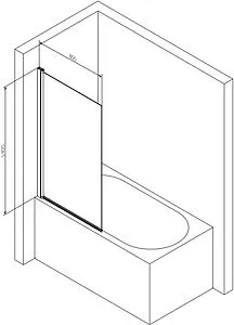 Шторка на ванну 800мм прозрачное стекло Am.Pm Gem 80 W90BS-D080-140CT Шторка на ванну 800мм прозрачное стекло Am.Pm Gem 80 W90BS-D080-140CT, 2