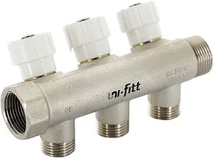 Коллектор регулирующий проходной 3 отвода ¾"в/н x ½"к Uni-fitt 400N3230 Коллектор регулирующий проходной 3 отвода ¾"в/н x ½"к Uni-fitt 400N3230, 3