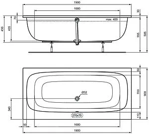 Ванна акриловая Ideal Standard i.life Duo 190х90 T476501 Ванна акриловая Ideal Standard i.life Duo 190х90 T476501, 2