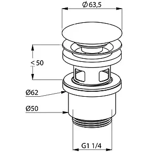 Выпуск автоматический для раковины с переливом Kludi хром 1042405-00 Выпуск автоматический для раковины с переливом Kludi хром 1042405-00, 2