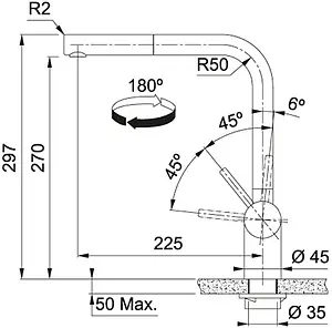 Смеситель для кухни с выдвижным изливом Franke Atlas Neo нержавеющая сталь 115.0521.438 Смеситель для кухни с выдвижным изливом Franke Atlas Neo нержавеющая сталь 115.0521.438, 2