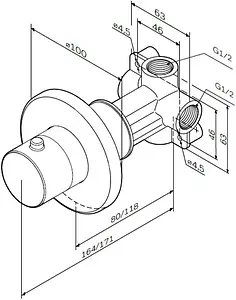 Вентиль переключающий на 3 потребителя Am.Pm хром F0800100 Вентиль переключающий на 3 потребителя Am.Pm хром F0800100, 2