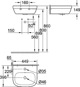 Раковина Grohe Euro Ceramic 45 белый 39324000 Раковина Grohe Euro Ceramic 45 белый 39324000, 2