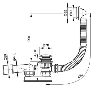 Сифон для душевого поддона с переливом Ravak Sabina хром X01315 Сифон для душевого поддона с переливом Ravak Sabina хром X01315, 3