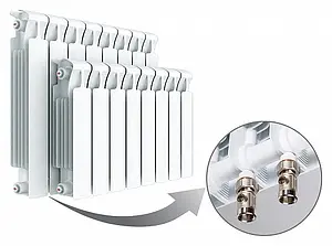 Радиатор биметаллический 14 секции нижнее правое подключение Rifar Monolit Ventil 350 RMVR35014 Радиатор биметаллический 14 секции нижнее правое подключение Rifar Monolit Ventil 350 RMVR35014, 2