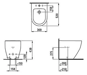 Биде напольное Laufen Pro белый 8.3295.2.000.302.1 Биде напольное Laufen Pro белый 8.3295.2.000.302.1, 2