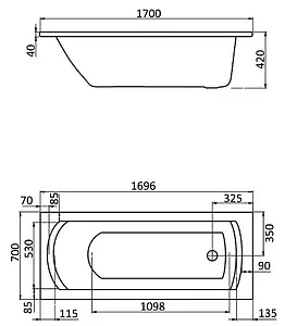 Ванна акриловая Santek Монако 170x70 1WH111979 Ванна акриловая Santek Монако 170x70 1WH111979, 2