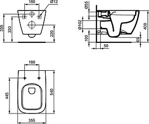 Унитаз подвесной безободковый Ideal Standard I.Life B RimLS+ белый ZZ0004 Унитаз подвесной безободковый Ideal Standard I.Life B RimLS+ белый ZZ0004, 2