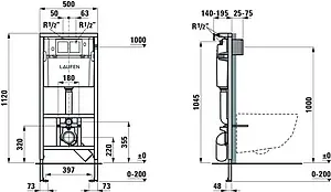 Комплект 5 в 1 Laufen Pro Rimless 8.6996.6.000.000.R с кнопкой Lis 8.9566.1.004.000.1 хром глянцевый Комплект 5 в 1 Laufen Pro Rimless 8.6996.6.000.000.R с кнопкой Lis 8.9566.1.004.000.1 хром глянцевый, 2