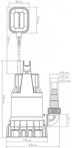 Насос фекальный Q=13.8м³/ч H=8м Джилекс Фекальник 230/8 5401 Насос фекальный Q=13.8м³/ч H=8м Джилекс Фекальник 230/8 5401, 2