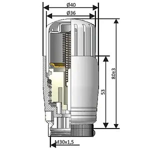 Головка термостатическая M30x1.5 Schlosser Diamant белый 600100001 Головка термостатическая M30x1.5 Schlosser Diamant белый 600100001, 2