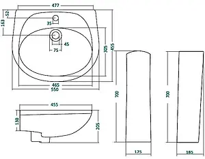 Раковина Santek Бриз 55 белый 1WH110460 Раковина Santek Бриз 55 белый 1WH110460, 2