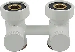 Узел нижнего подключения радиатора прямой ¾"ек x ¾"нг Schlosser Standard белый 600700022 Узел нижнего подключения радиатора прямой ¾"ек x ¾"нг Schlosser Standard белый 600700022, 1