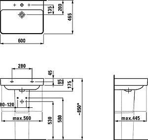 Раковина Laufen Pro S 60 белый 8.1096.3.000.104.1 Раковина Laufen Pro S 60 белый 8.1096.3.000.104.1, 2